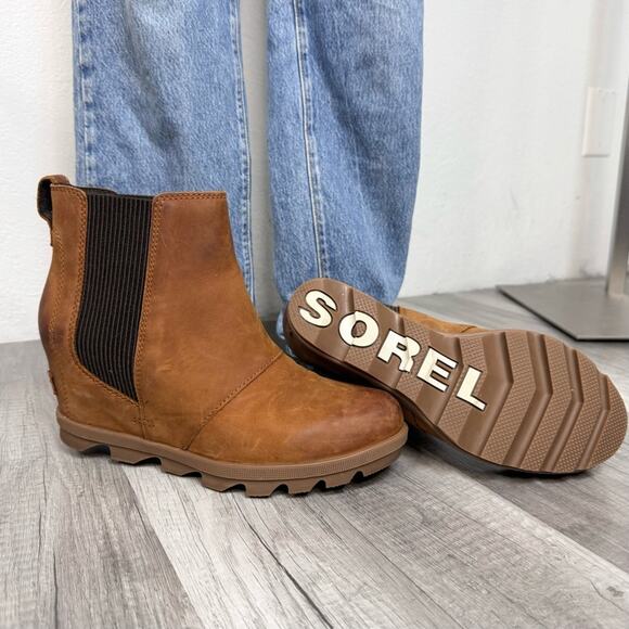 Sorel Joan of Arctic Weage II Chelsea Bootie Boots Brown Suede Fall Size 8 1/2 - Picture 1 of 9